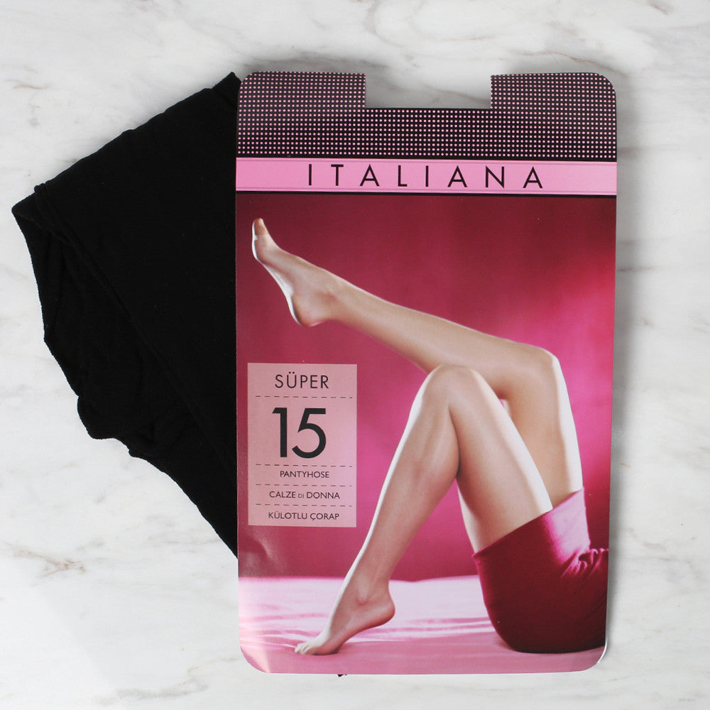 Italiana 1111 Süper 15 Külotlu Çorap, Siyah, 500/2